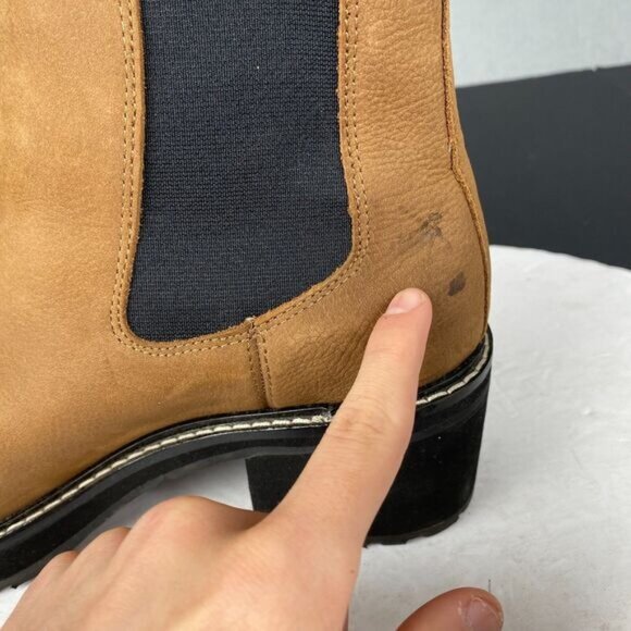 Madewell Kristin Chelsea Boots Womens 9.5 Brown Leather Lugsole Combat Chunky - Picture 5 of 16